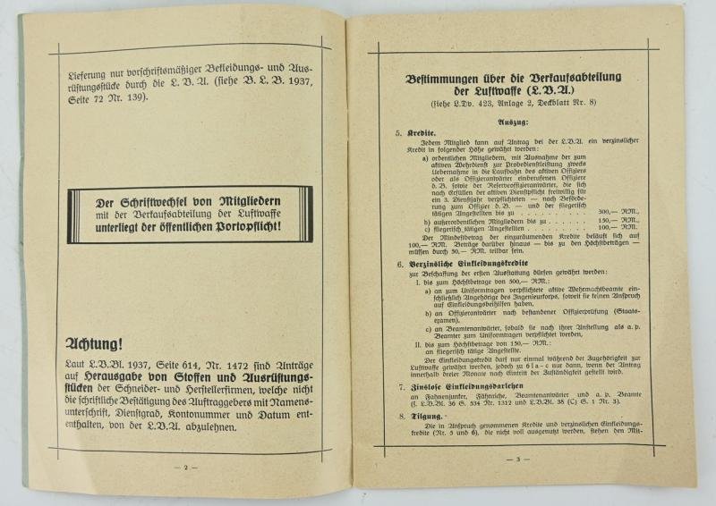 German Luftwaffe Clothing Price List Nr. 11 Booklet — image 3