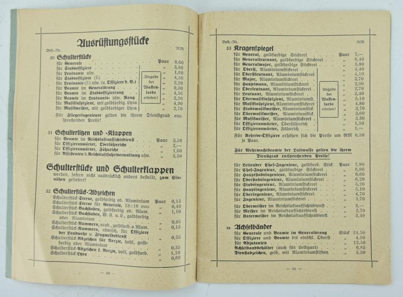 German Luftwaffe Clothing Price List Nr. 11 Booklet — image 5