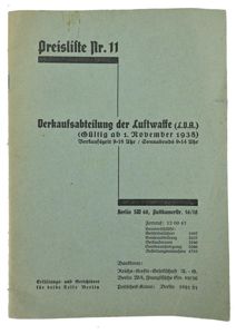 German Luftwaffe Clothing Price List Nr. 11 Booklet