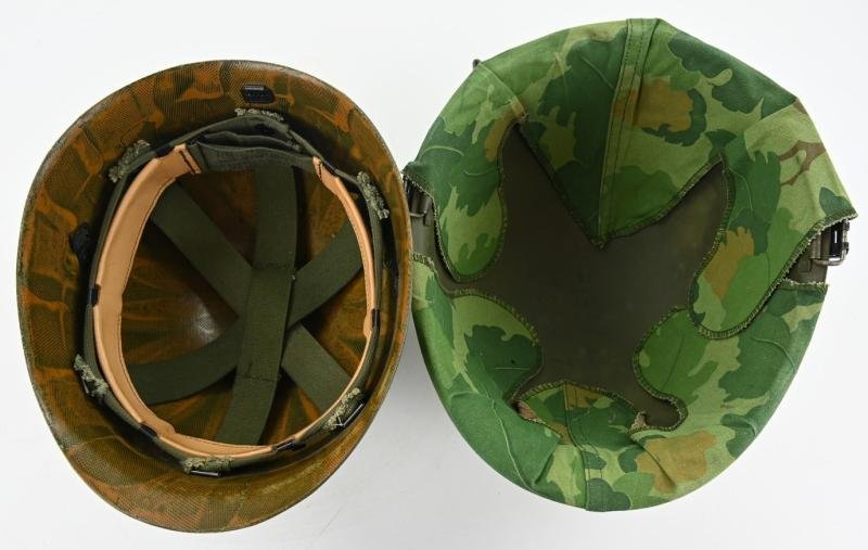 US Vietnam War Infantry helmet with camouflage cover and liner — image 11
