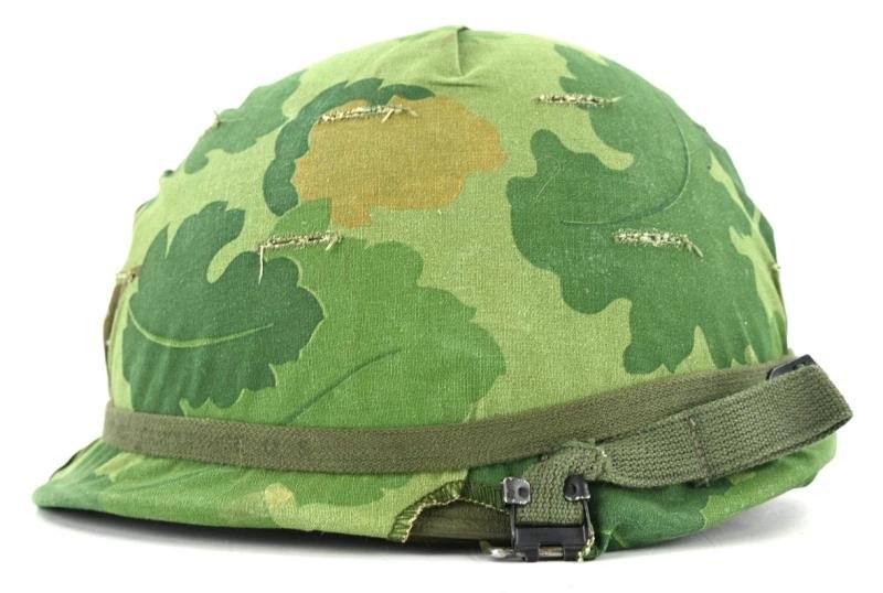 US Vietnam War Infantry helmet with camouflage cover and liner — image 3