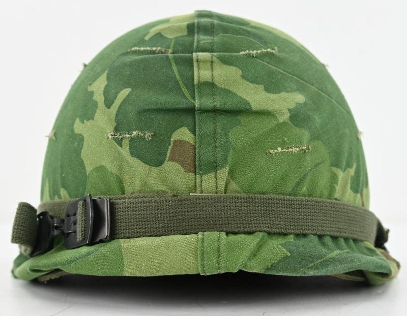 US Vietnam War Infantry helmet with camouflage cover and liner — image 6