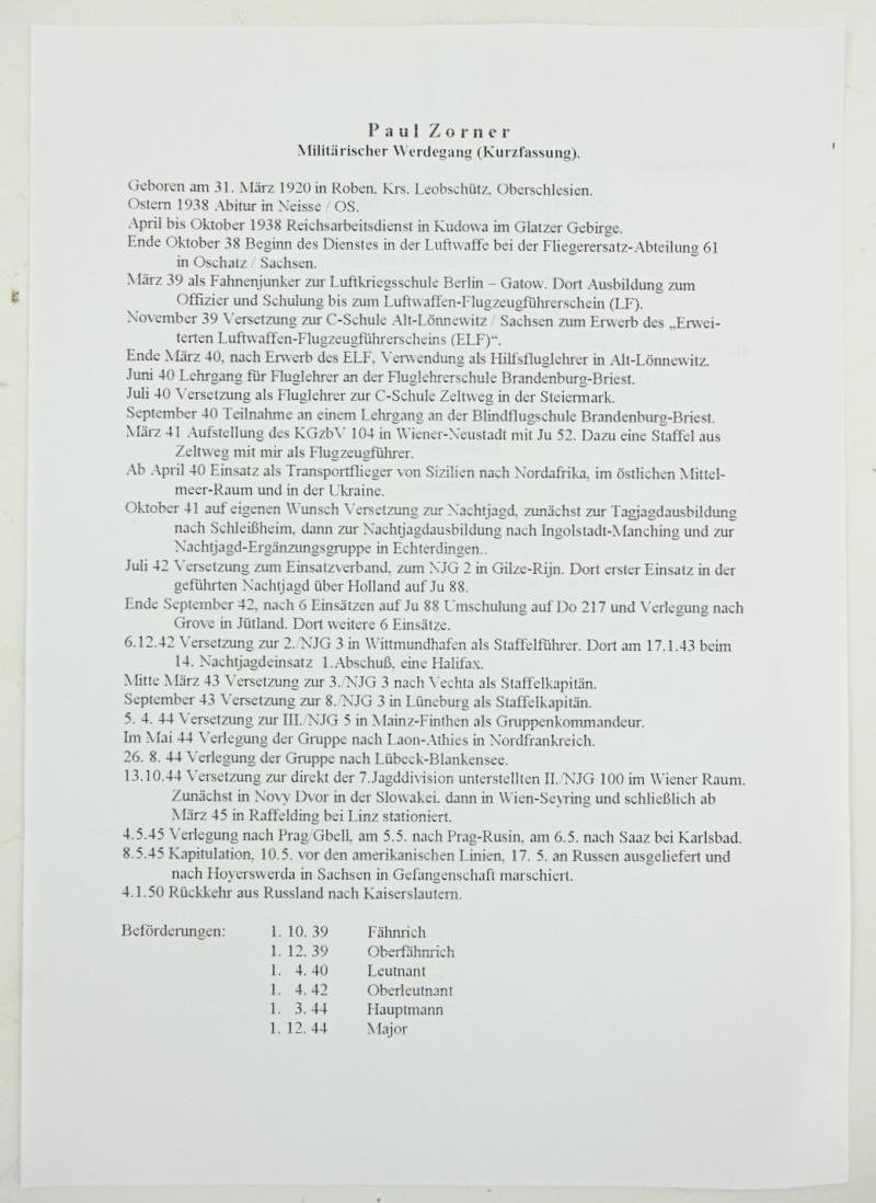 Signature of Luftwaffe KC-OLC&S Recipient 'Paul Zorner' — image 4