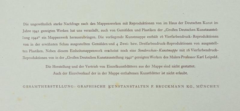 German Third Reich 'Grosse Deutsche Kunstausstellung 1942' Portofolio — image 4