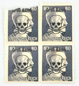 German Adolf Hitler Stamps with Postwar Overprint 'Gross-Rosen'