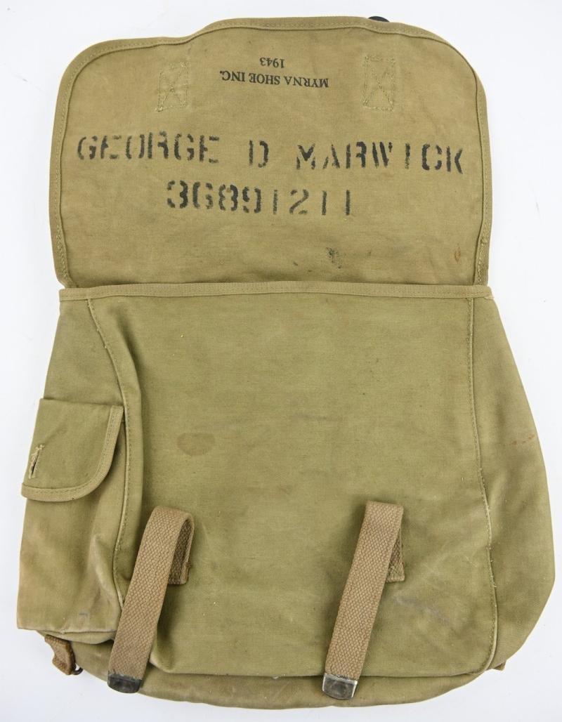 US WW2 M-1936 Rubberized Musset Bag 'George D. Marwick' — image 2