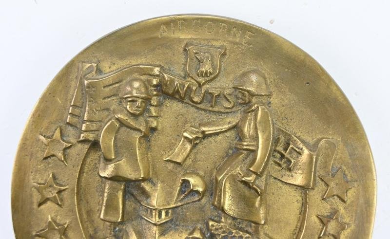 US WW2 101st Airborne Battle of the Bulge Brass NUTS Plaque Bastogne 1944 — image 2
