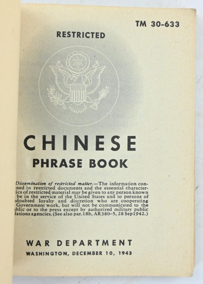 US WW2 Chinese Phrase Book — image 2