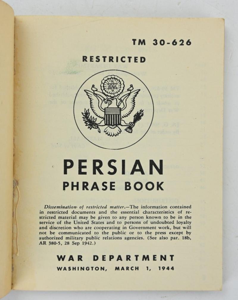US WW2 Persian Phrase Book — image 2