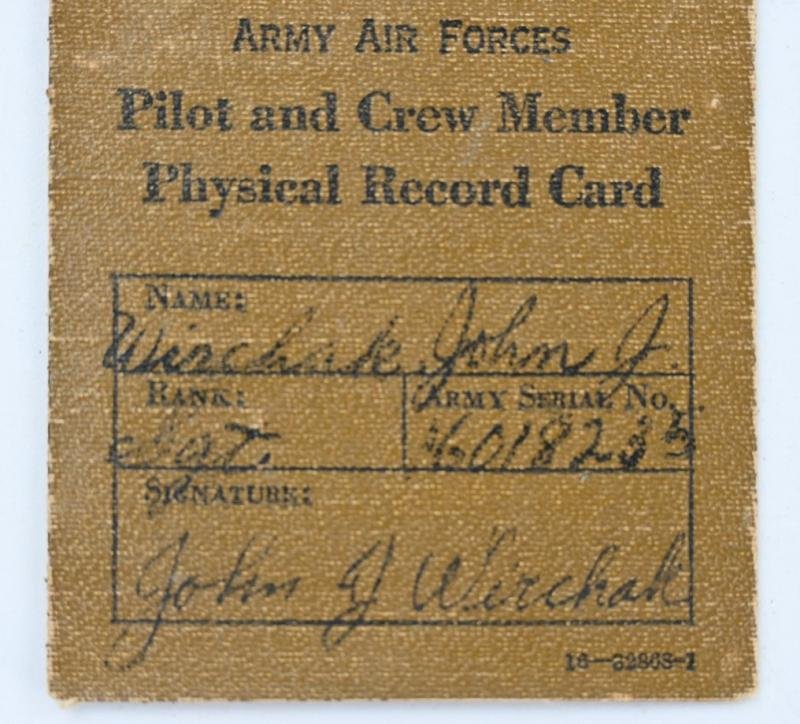 USAAF WW2 Pilot & Crew Physical Record Card — image 2