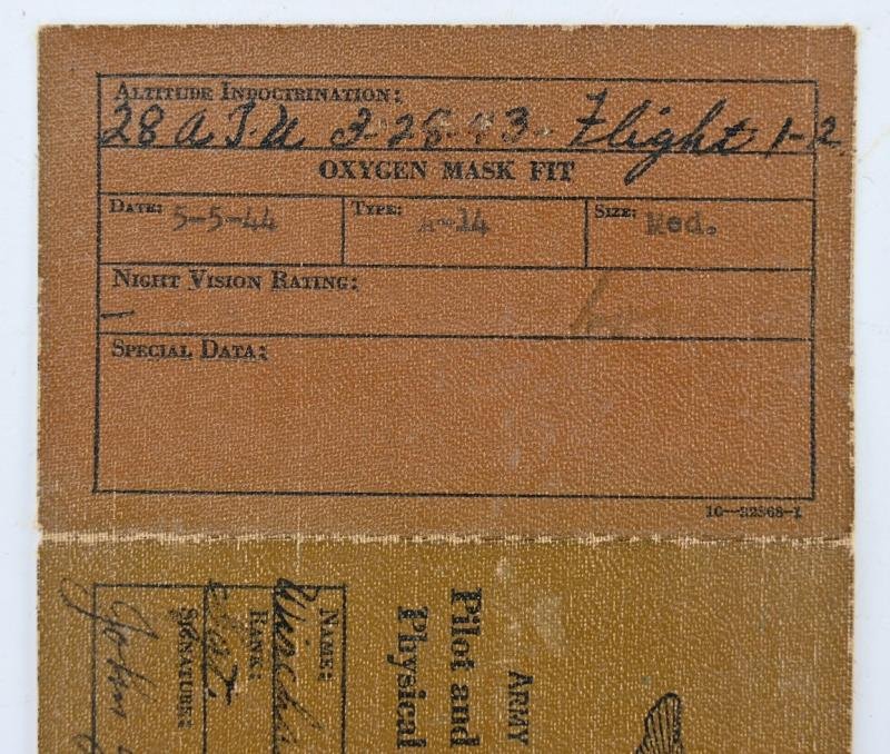 USAAF WW2 Pilot & Crew Physical Record Card — image 7