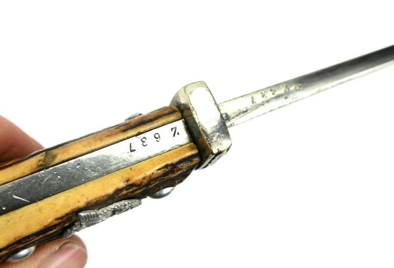 German Police Stag Handled Dress Bayonet with Frog — image 8