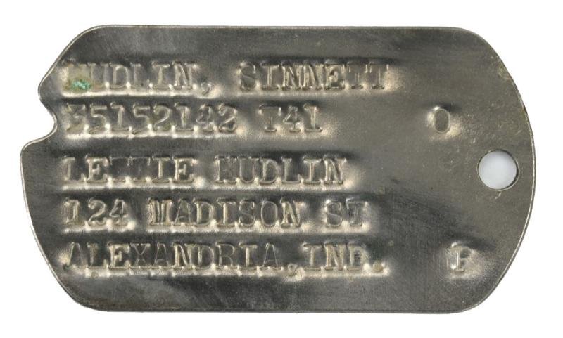 US WW2 Dog-Tag Sinnett Hudlin '25th Cavalry Recon Sqd'