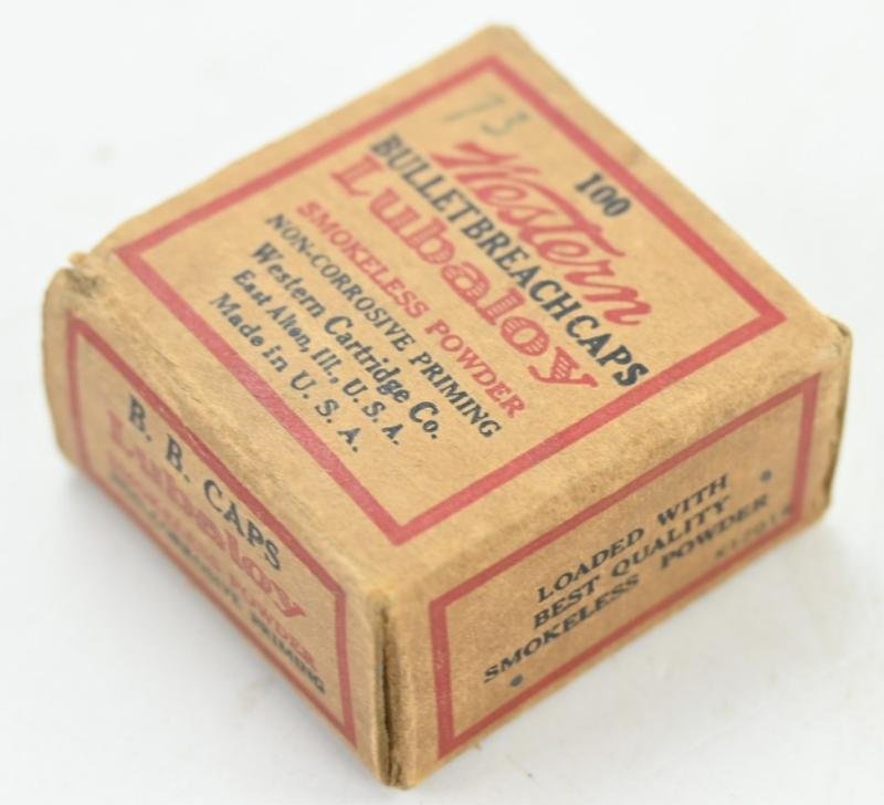 US WW2 Period Vintage Western Bullet Breach caps Box — image 2
