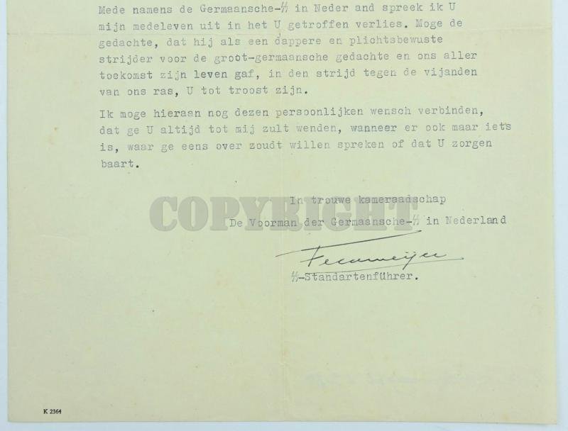 Dutch Waffen-SS KIA Letter 'Laurens Still' with extra — image 5
