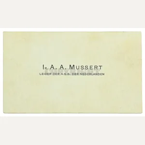 Dutch NSB Leader 'Anton Mussert' Business Card
