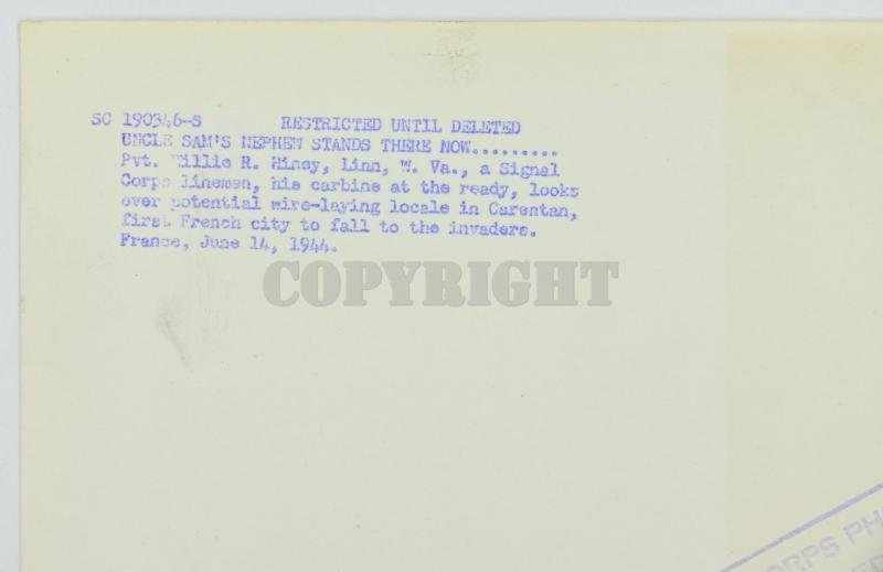 US WW2 101st Airborne Division, 401th GIR Press Picture Carentan — image 9