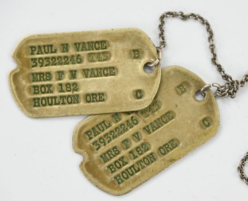 US WW2 Dog-Tag set 'Paul N. Vance' 10th Mountain Division — image 2