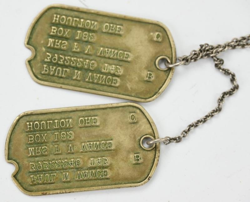 US WW2 Dog-Tag set 'Paul N. Vance' 10th Mountain Division — image 3
