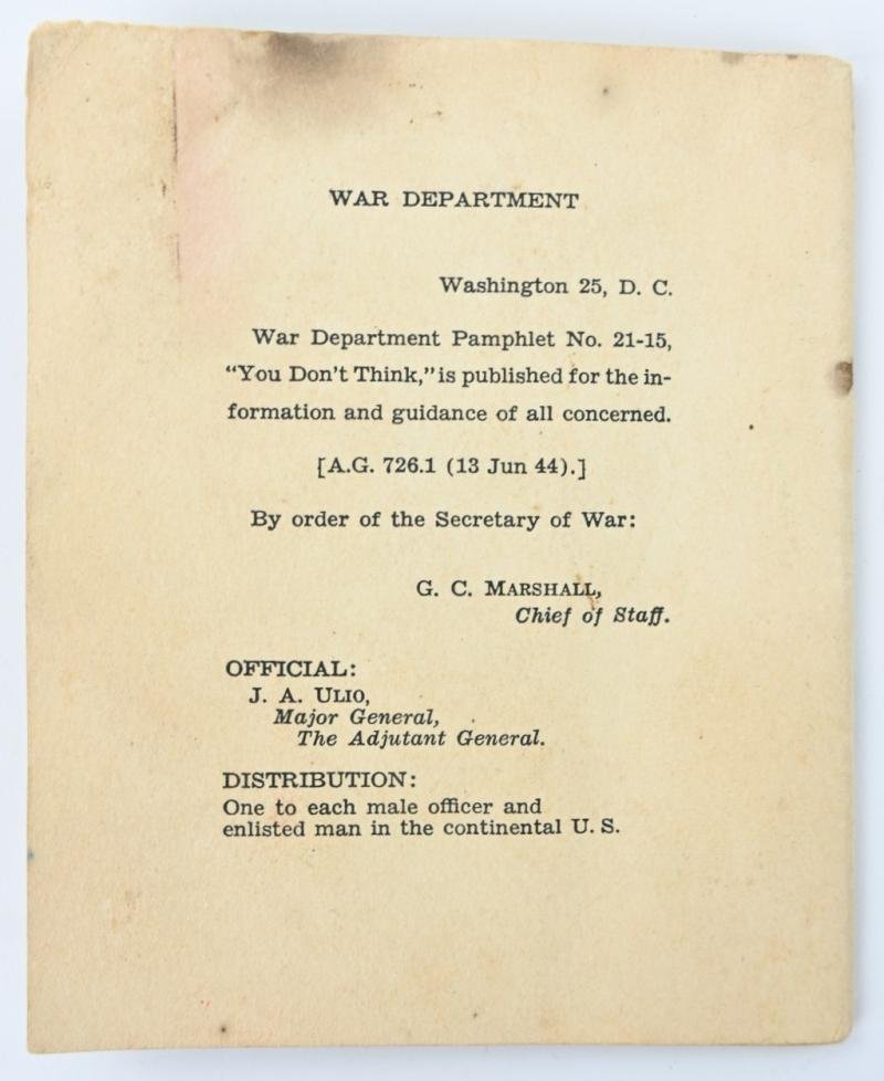 US WW2 War Departmen Pamphlet No. 21-15 'You Don't Think..'' — image 8