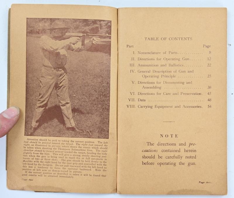 US WW2 Thompson M-1928 Handbook Manual — image 3