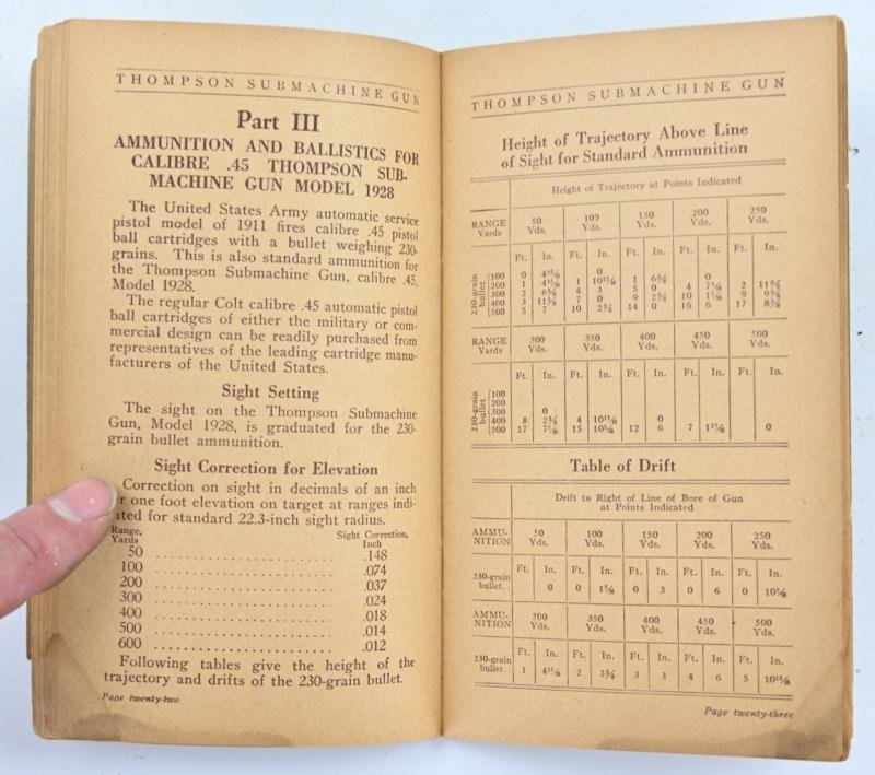 US WW2 Thompson M-1928 Handbook Manual — image 6