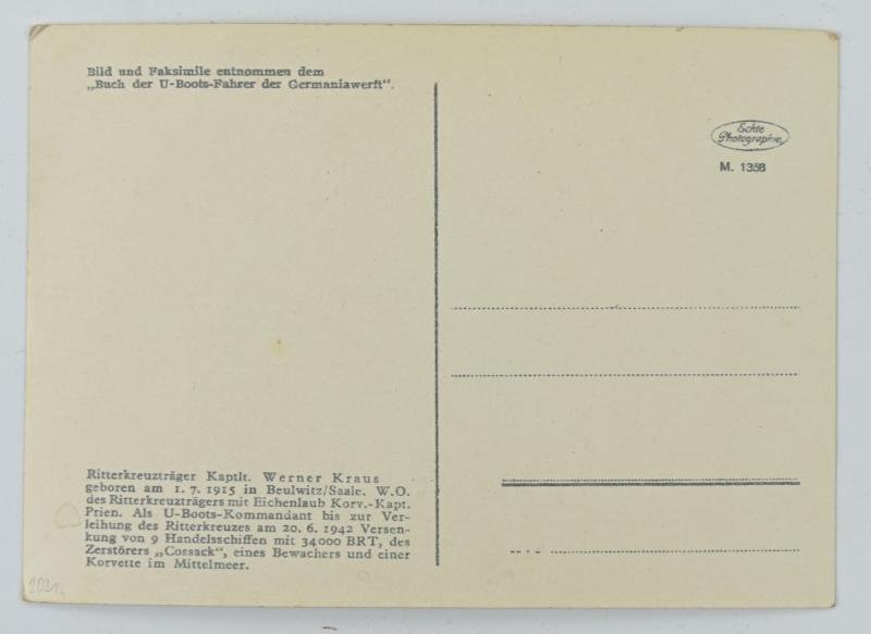 Signature of KM Knight's Cross Recipient 'Hans-Werner Kraus' — image 6