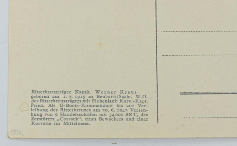 Signature of KM Knight's Cross Recipient 'Hans-Werner Kraus' — image 8