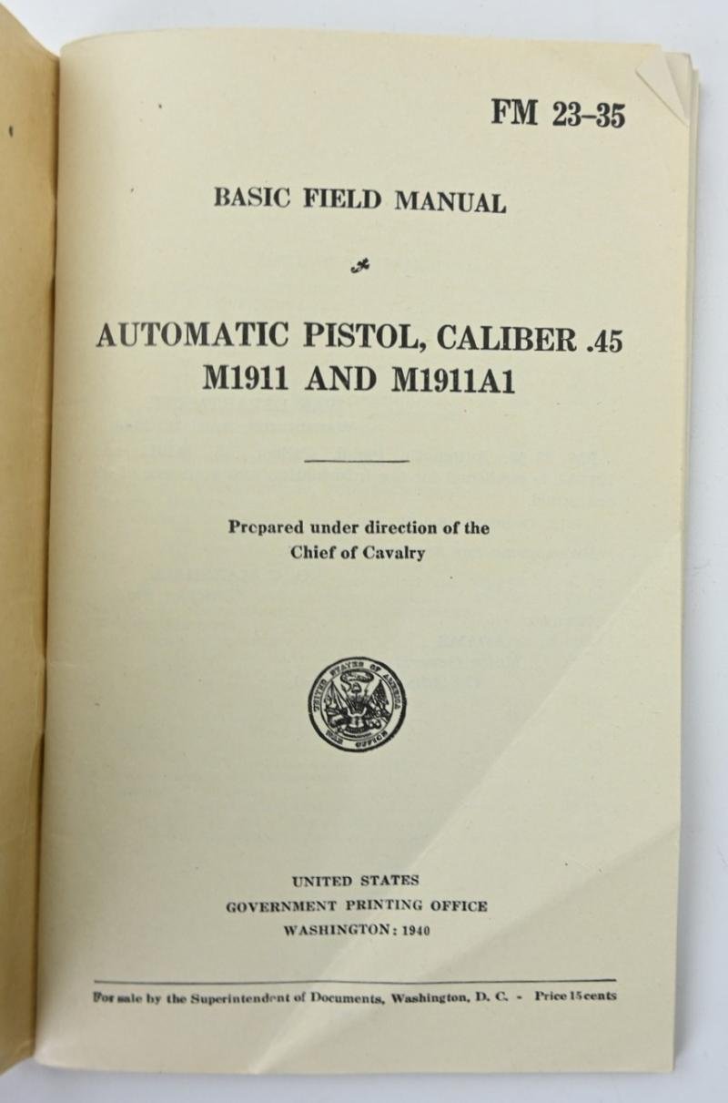 US WW2 Basic Field Manual M-1911 Automatic Pistol FM 23-35 — image 2