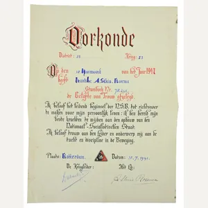 Dutch NSB Certificate 'Oorkonde Gelofte van Trouw'