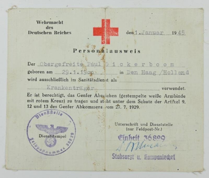 Dutch medic WH Membercard 'Paul Dickerboom' — image 2