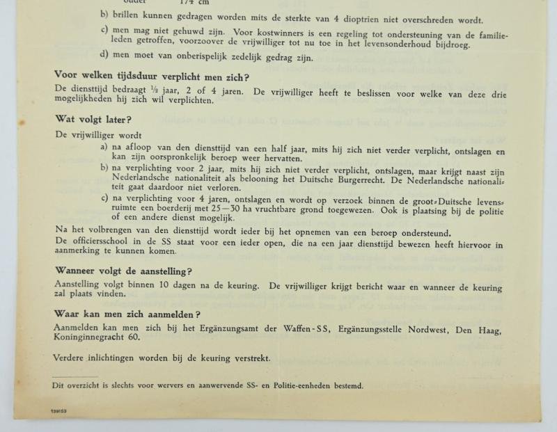 Dutch Waffen-SS Recruitment Form ''Westland' — image 3