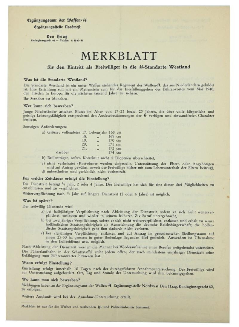 Dutch Waffen-SS Recruitment Form ''Westland' — image 5