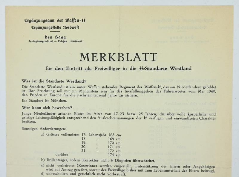 Dutch Waffen-SS Recruitment Form ''Westland' — image 6