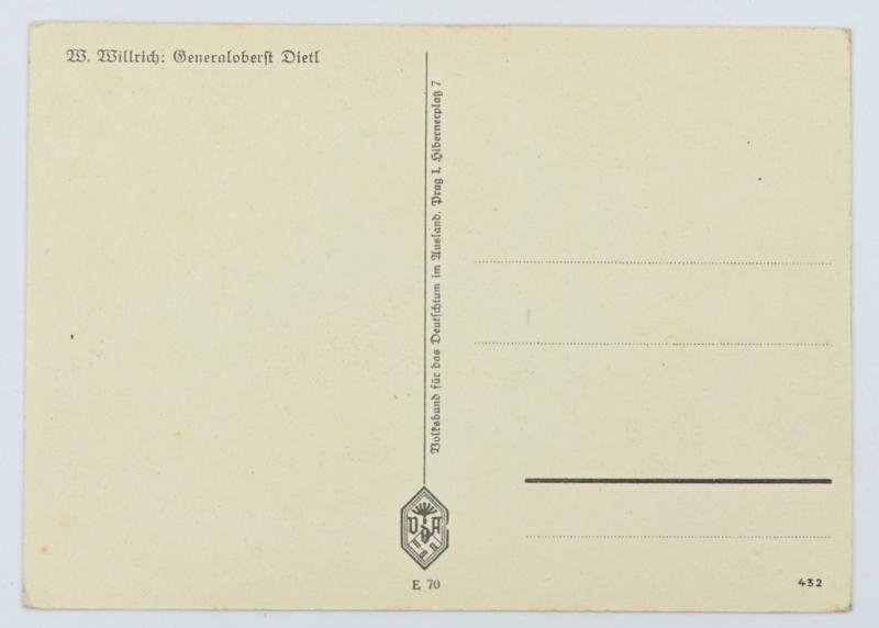 German WH Willrich Postcard 'Generaloberst Dietl' — image 4