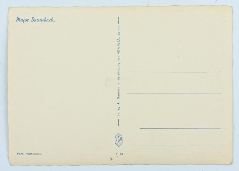 German LW Portrait Postcard 'Major Baumbach' — image 3