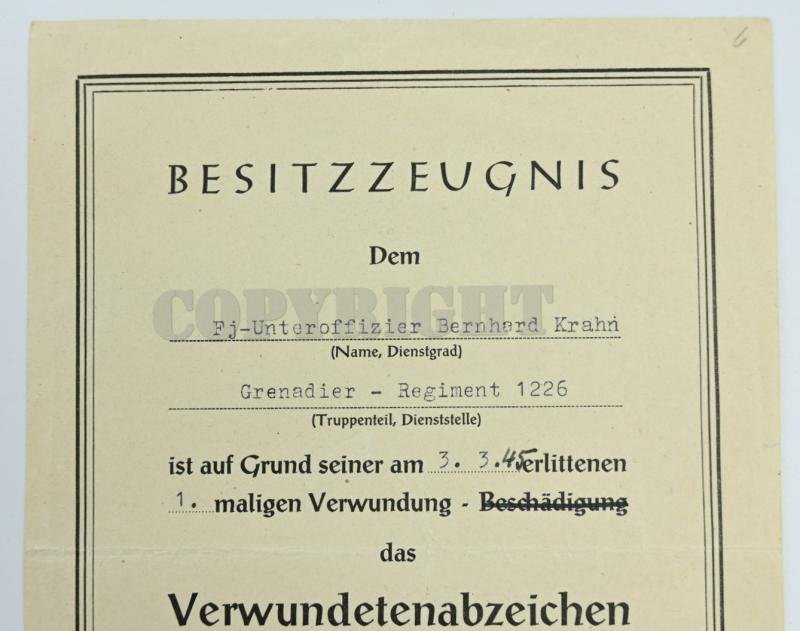 German WH Fallschirmjager Document Grouping 'Bernard Krahn' Inf.Rgt. 16 Holland — image 12