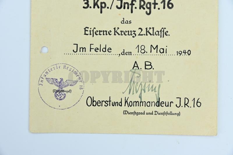 German WH Fallschirmjager Document Grouping 'Bernard Krahn' Inf.Rgt. 16 Holland — image 4