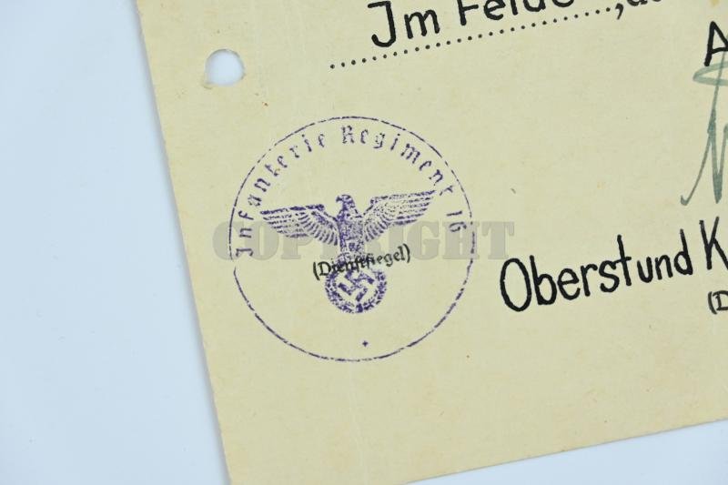 German WH Fallschirmjager Document Grouping 'Bernard Krahn' Inf.Rgt. 16 Holland — image 5