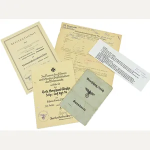 German WH Fallschirmjager Document Grouping 'Bernard Krahn' Inf.Rgt. 16 Holland