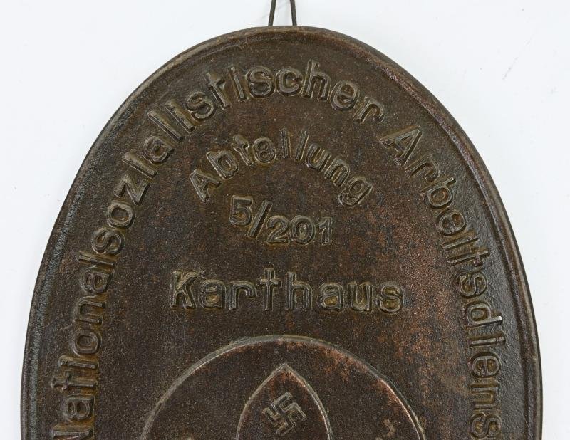 German RAD Wall Plaque Abt. 5/201 Karthaus — image 4