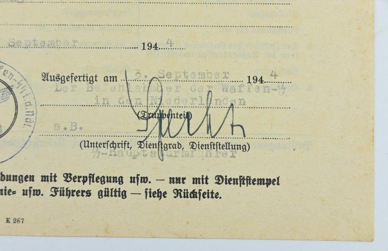 Dutch Waffen-SS Headquarters Special Travelcard — image 4