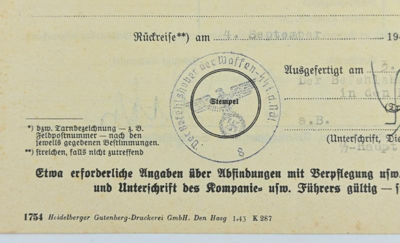 Dutch Waffen-SS Headquarters Special Travelcard — image 5