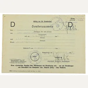 Dutch Waffen-SS Headquarters Special Travelcard