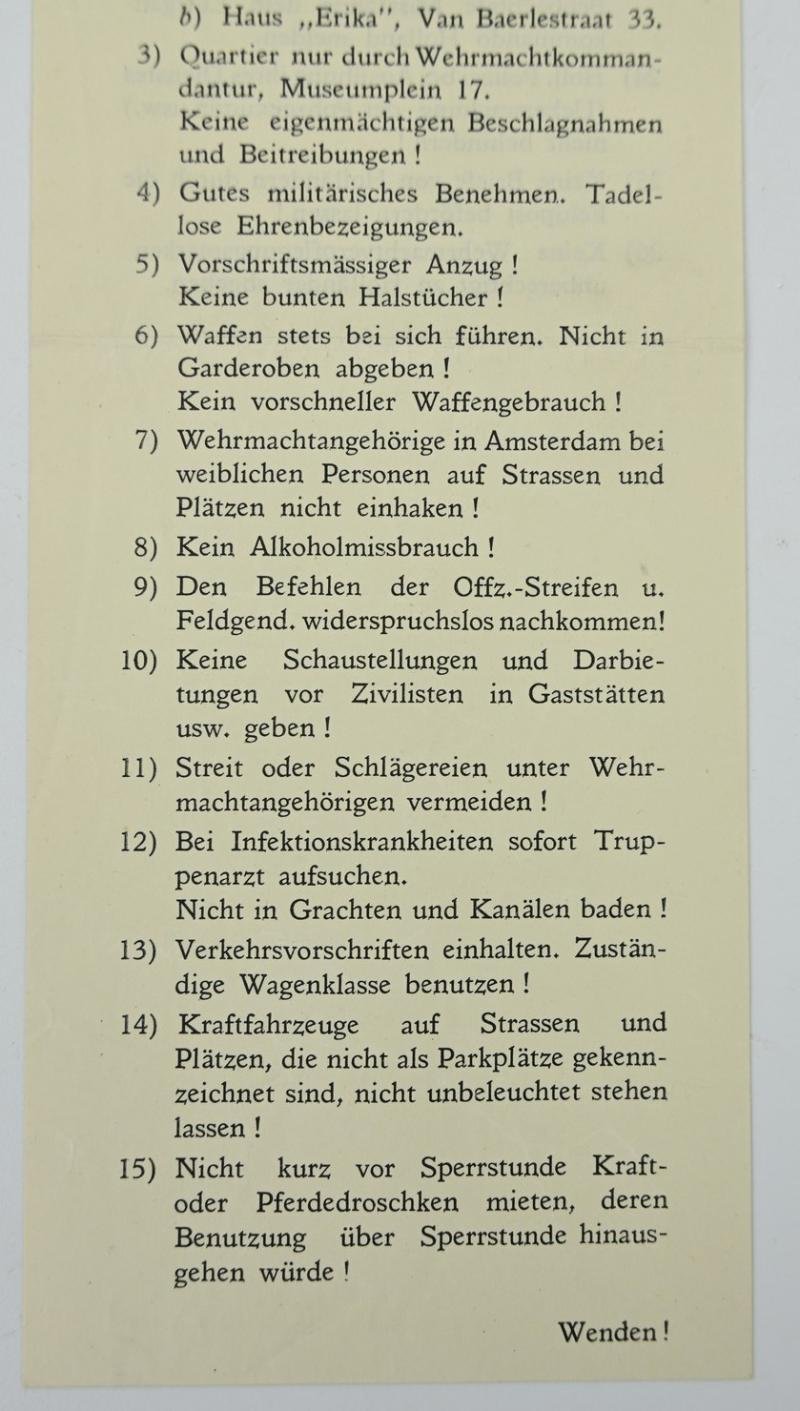 German Occupation Leaflet 'Wehrmachtkommandatur Amsterdam' — image 3