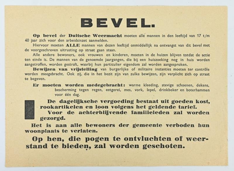 German Leaflet/Order For Dutch Male Labor deployment — image 2