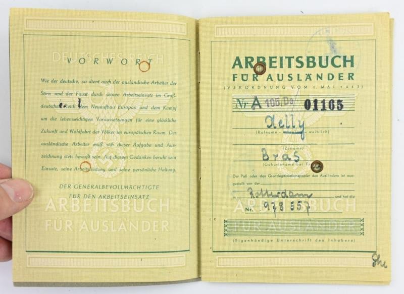 German Third Reich Foreigner (Dutch) Workers Pass — image 3