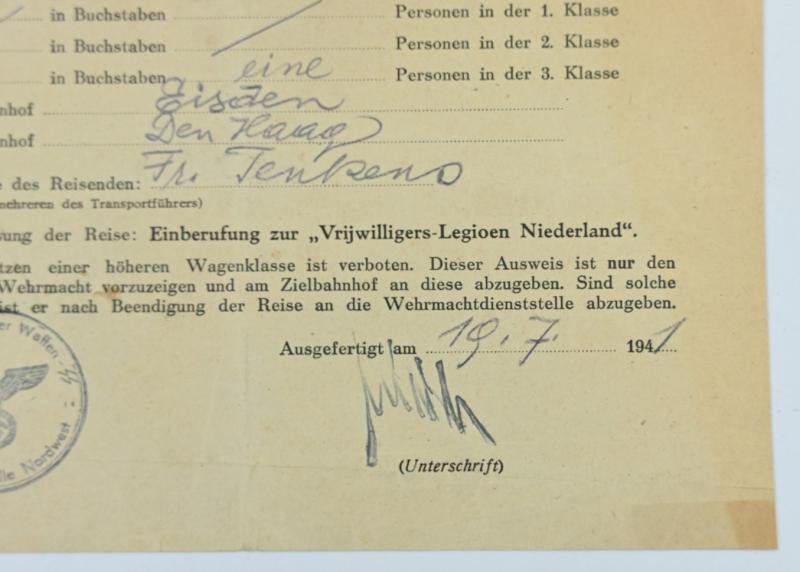 Dutch Waffen-SS Travelcard 'Vrijwilligerslegioen Nederland' — image 3