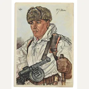 German WH Willrich Postcard 'Finnische Spähtruppführer'