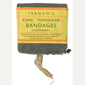 British WW2 Khaki Triangular Bandages Package